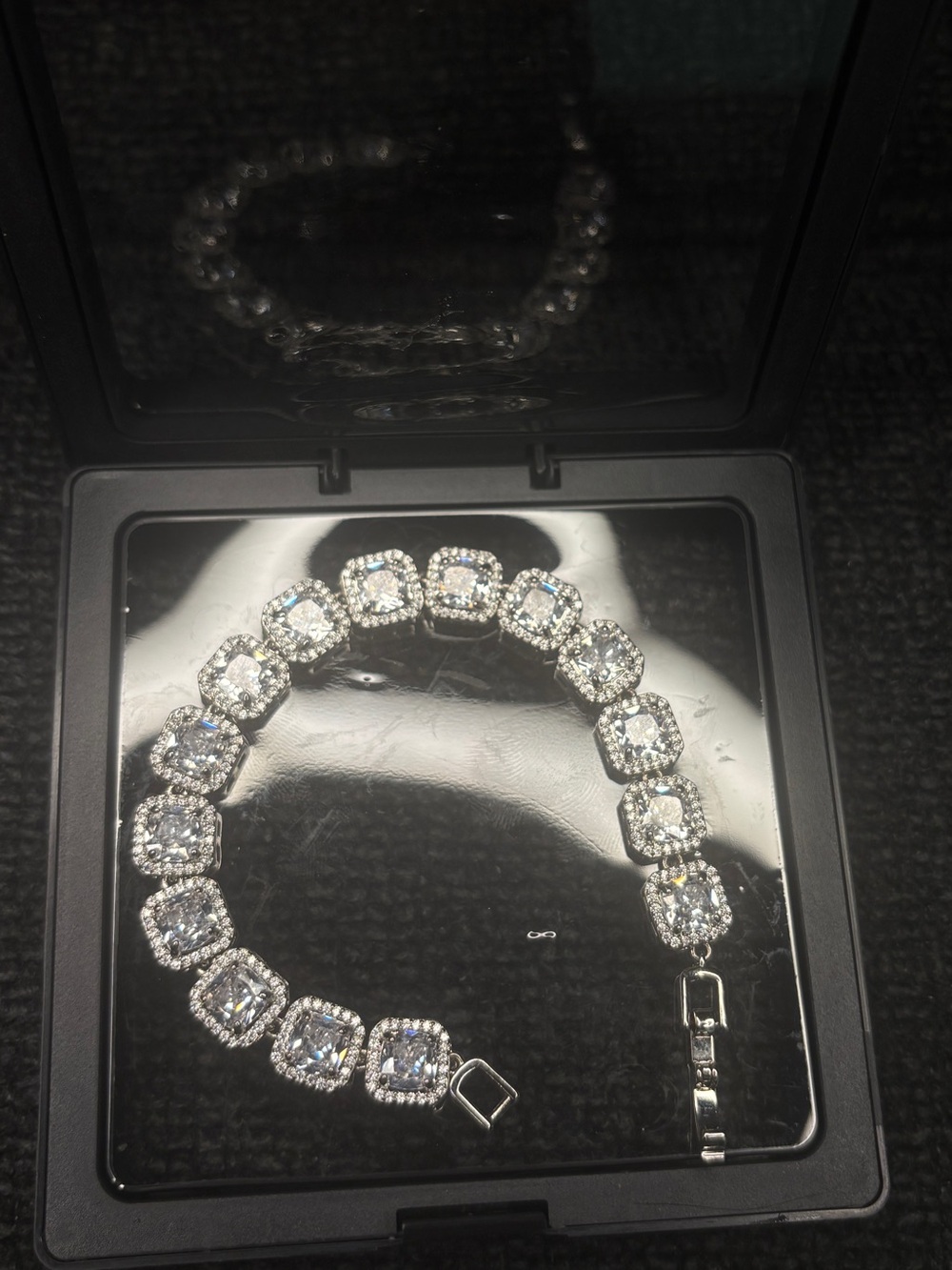 Sparkling Clear Crystal Tennis Bracelet - Silver Tone